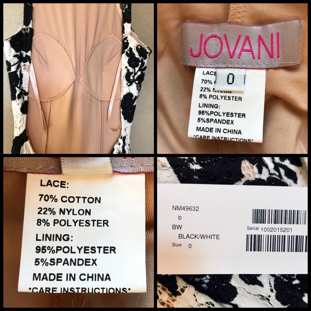 Jovani Floral Black & White Formal Gown NEW sz 2 - Picture 7 of 7